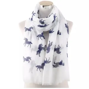 💙 Scarf: Navy Unicorns ~ White