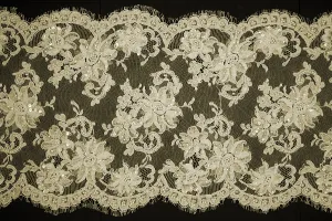 11" Sequined & Pearled Ivory Floral Alençon Galloon Lace (Made in France)