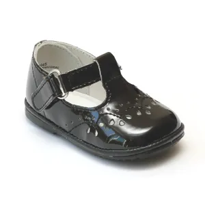 Angel Baby Girls Patent Black T-Strap Mary Janes