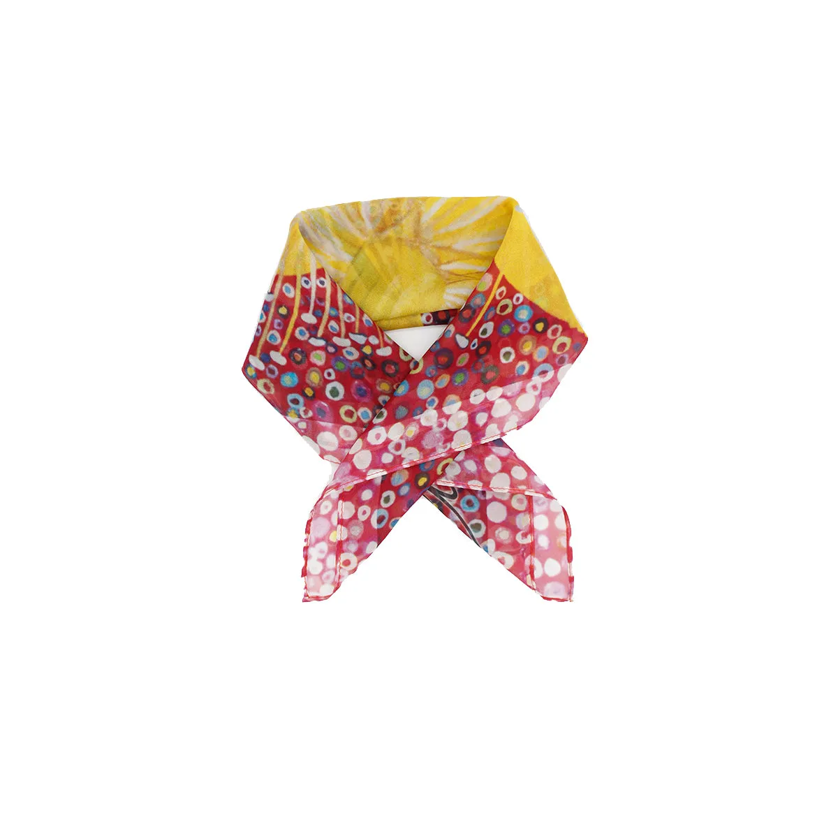 BEND Silk Square Scarf Neckerchief Yellow Hibiscus