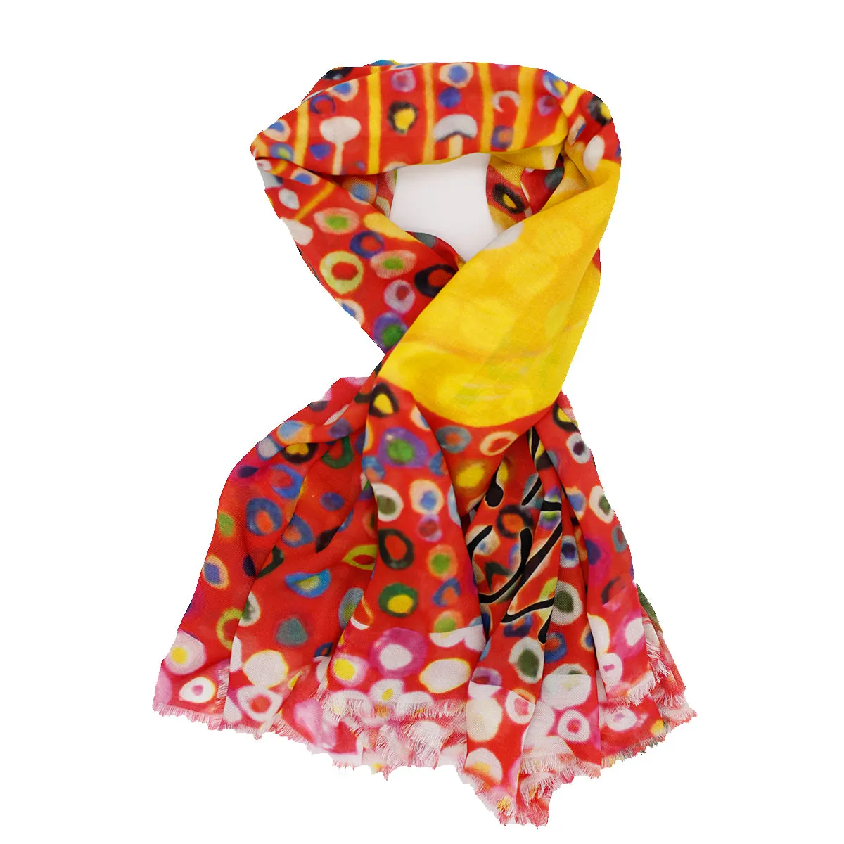 BEND Silk Square Scarf Neckerchief Yellow Hibiscus