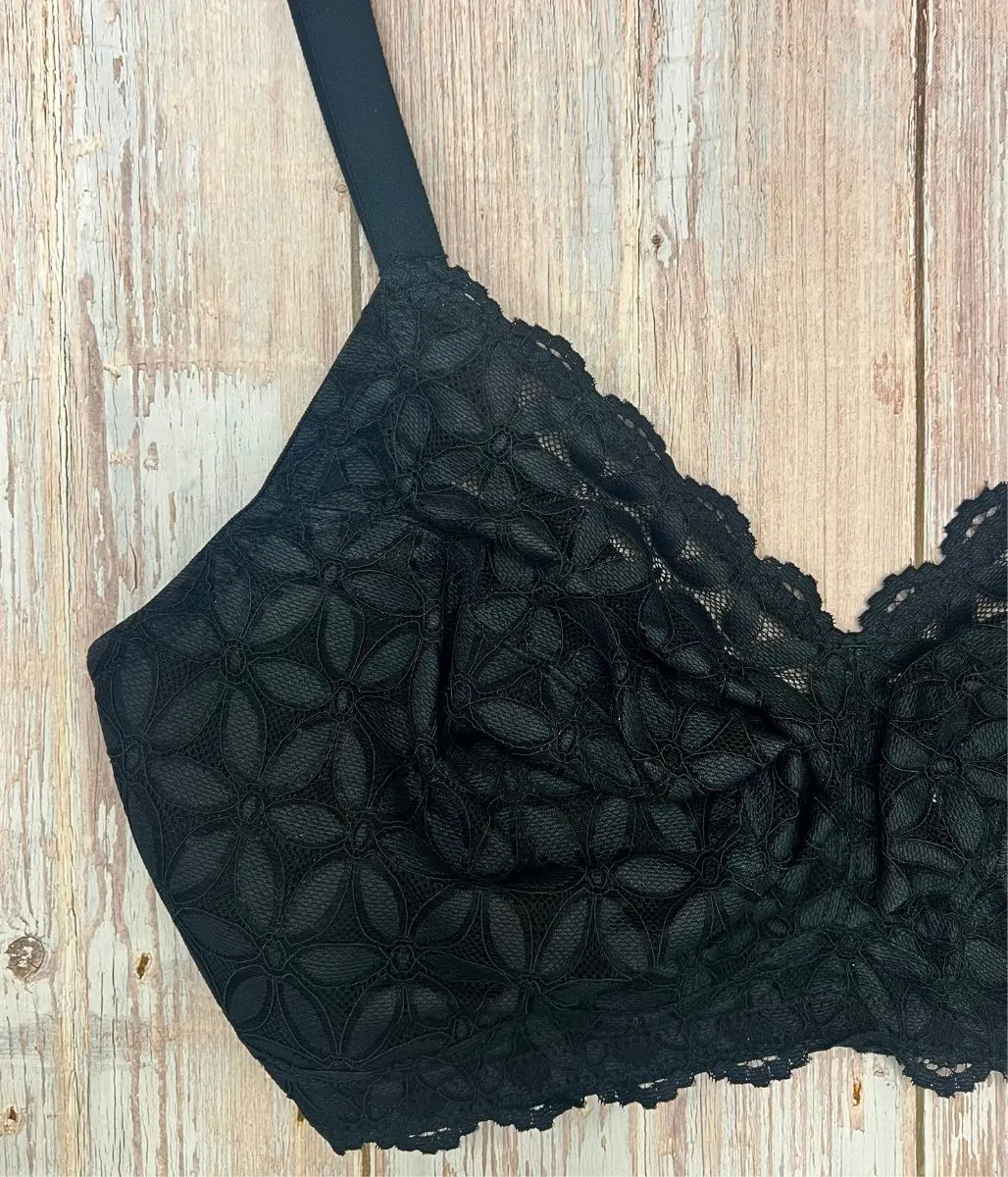 Black Non Padded Lace Bra with Secret Support