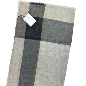 Brunello Cucinelli Cashmere Scarf Gray Beige Black Color Block