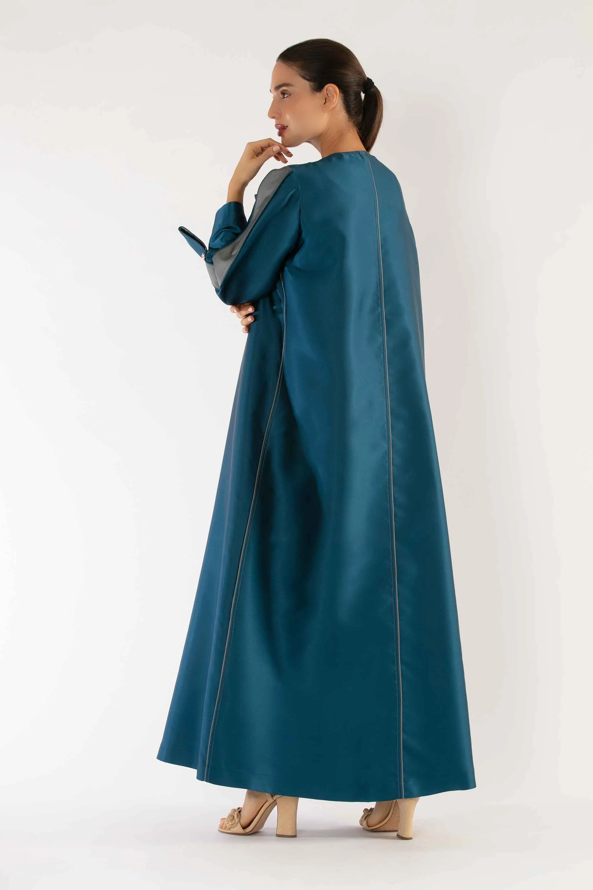 Calla Abaya in Blue and Grey