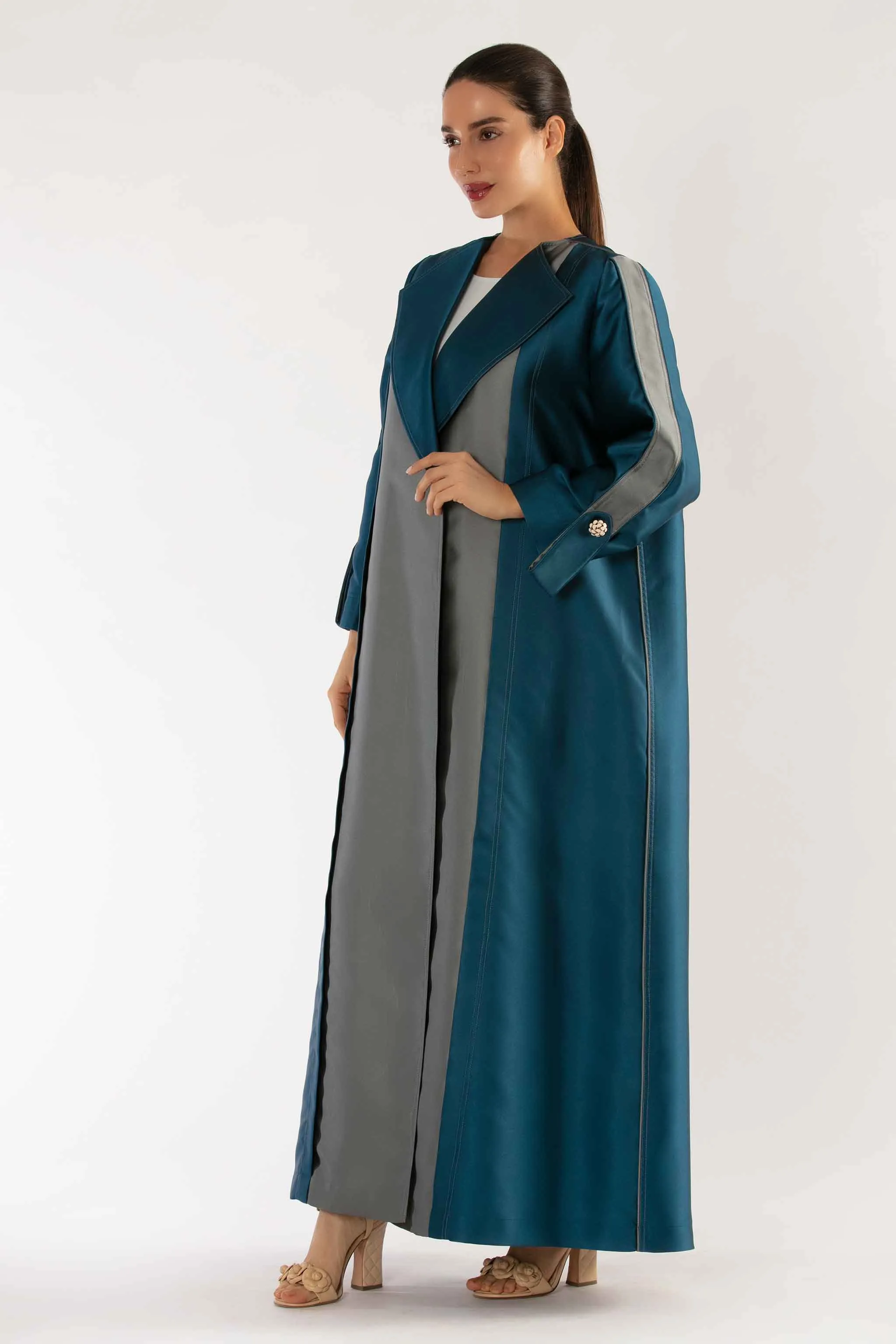 Calla Abaya in Blue and Grey