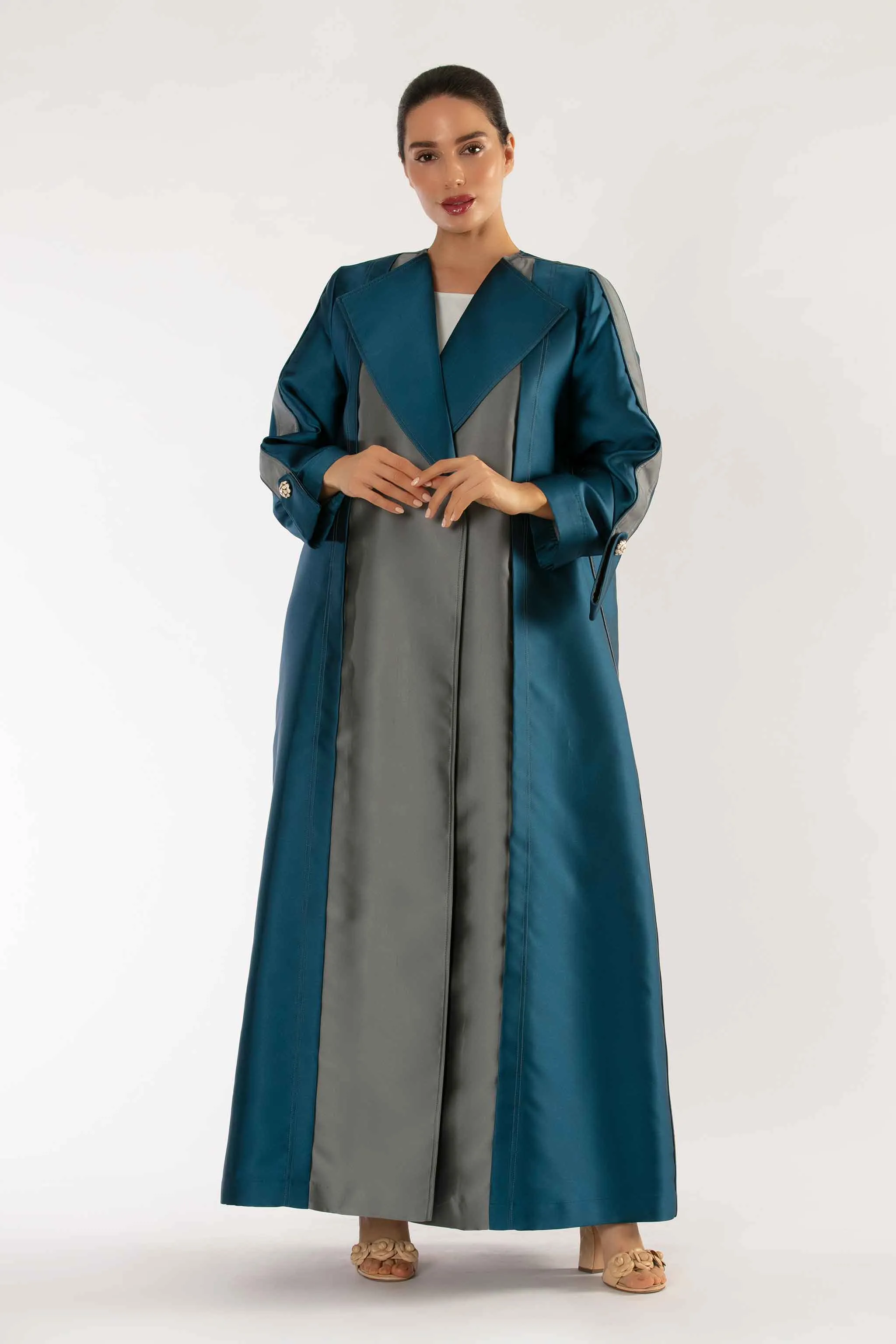 Calla Abaya in Blue and Grey