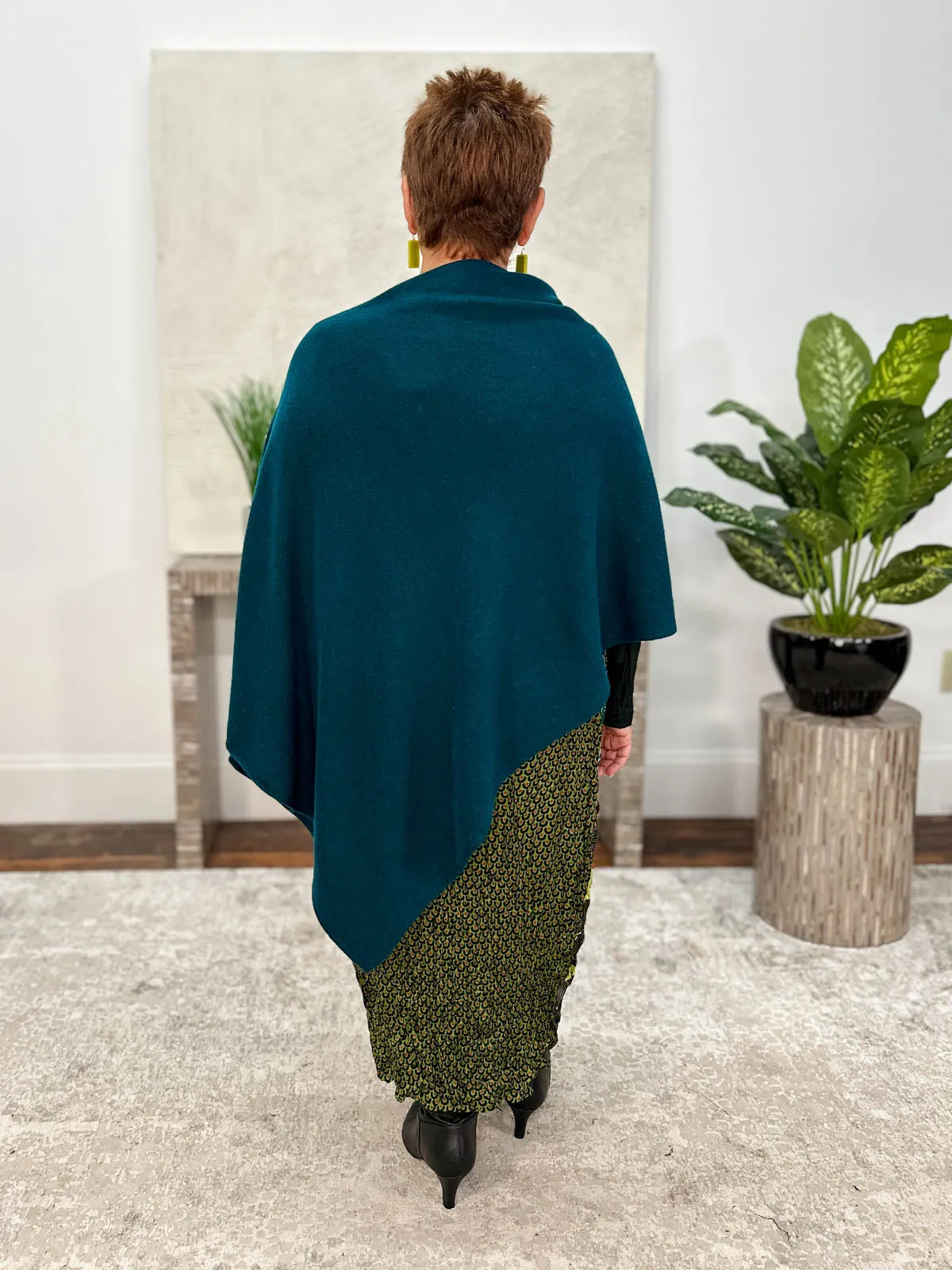 Cashmere Poncho Topper, Pine Green