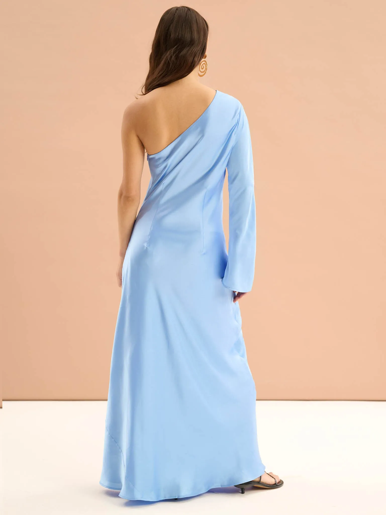 Charlee One Shoulder Dress in Light Blue