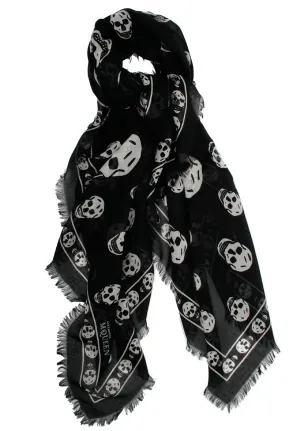 Classic Skull Scarf Pashmina, Black/Ivory