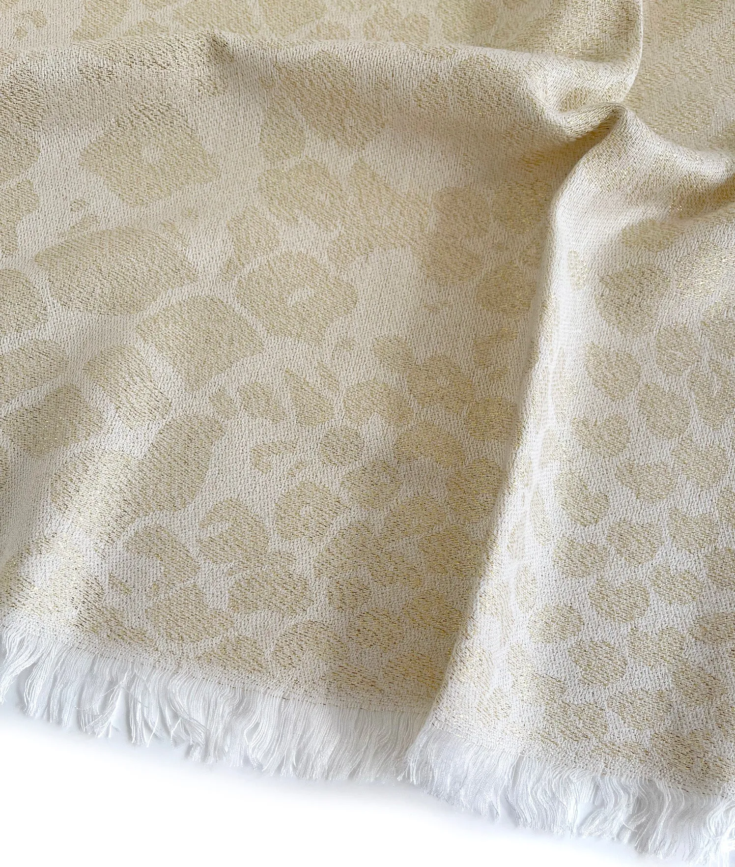 CREAM SPARKLY METALLIC LEOPARD PRINT EVENING SHAWL SCARF