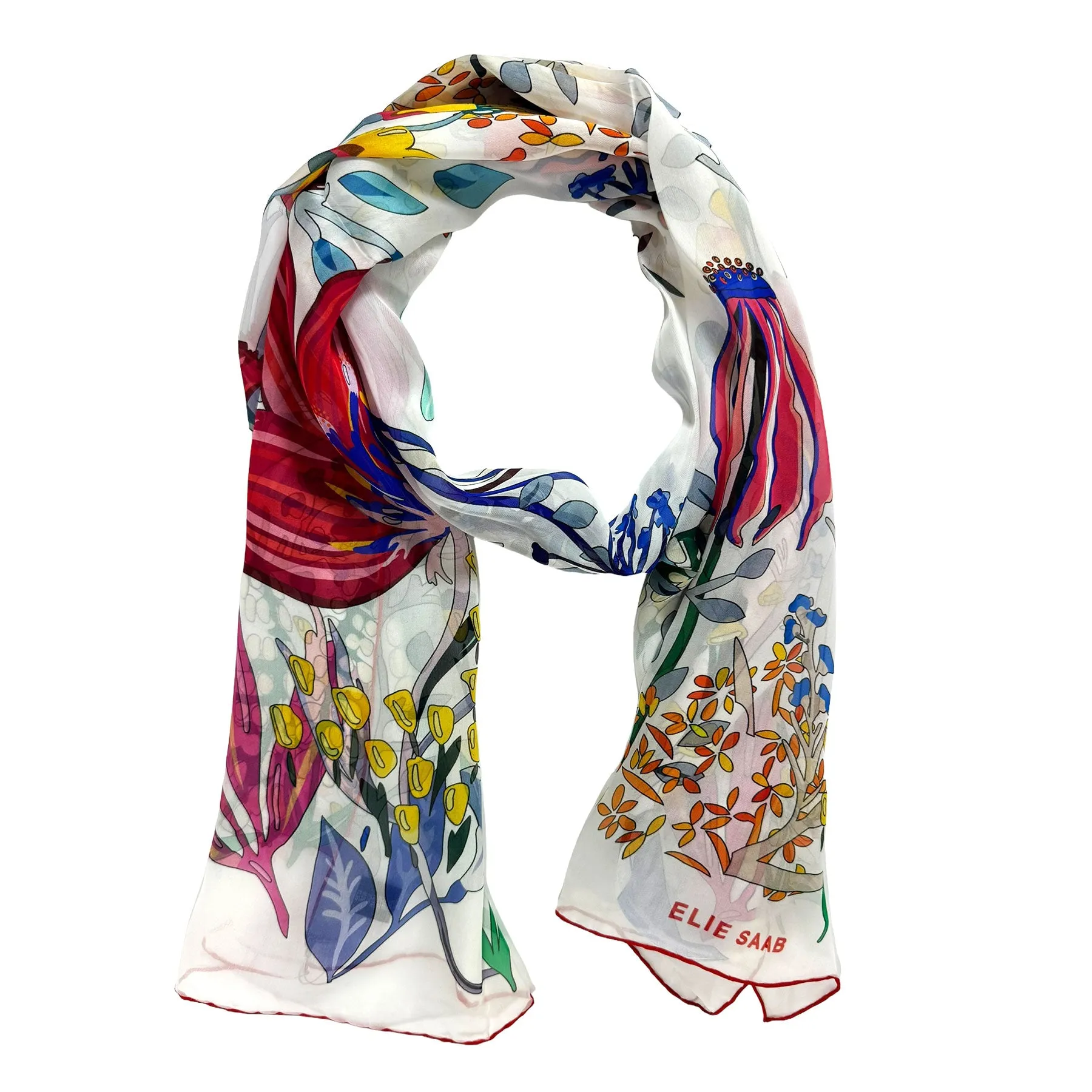 Elie Saab Scarf Floral - Chiffon Silk Designer Shawl