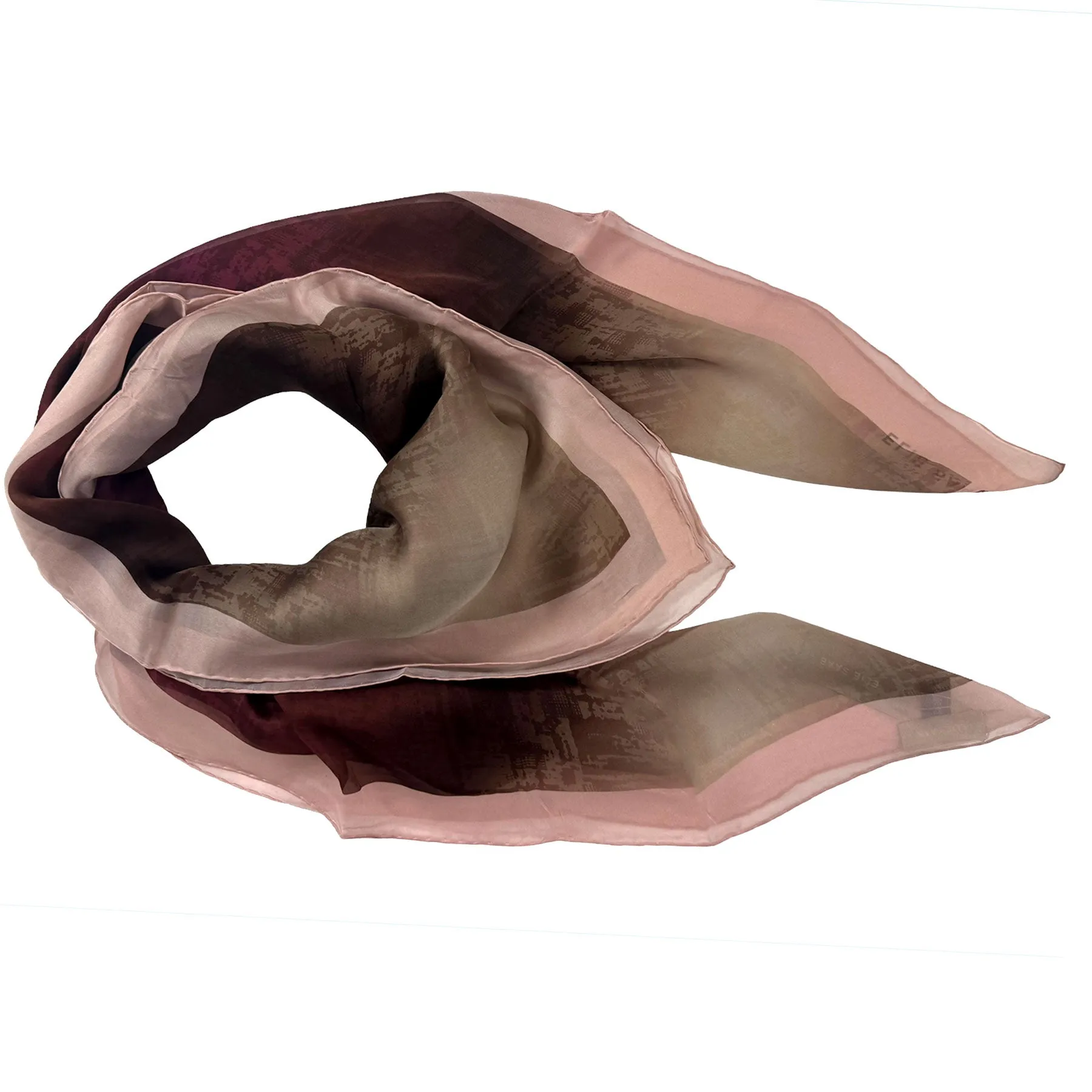 Elie Saab Scarf Taupe Pink Signature Design - Extra Large Square Chiffon Silk Shawl