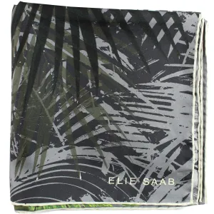 Elie Saab Silk Scarf Gray Green Forest - Large 36 Inch Square Foulard SALE