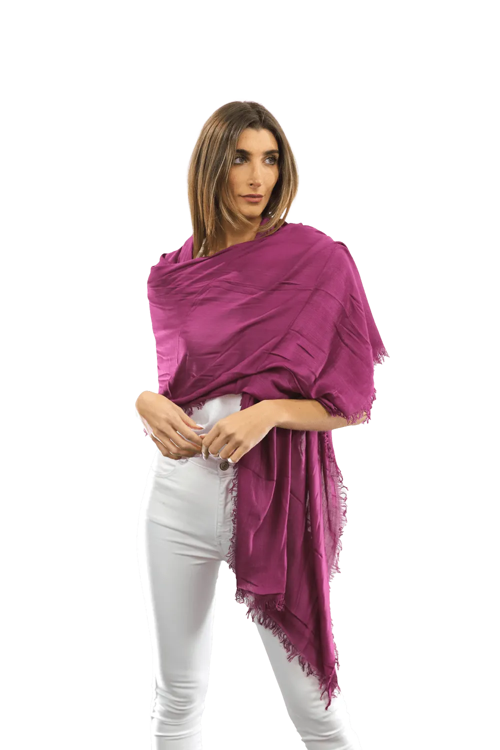 Fringe Pashmina - Plum Purple