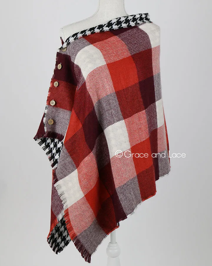 Grace & Lace Reversible Button Scarf/Poncho