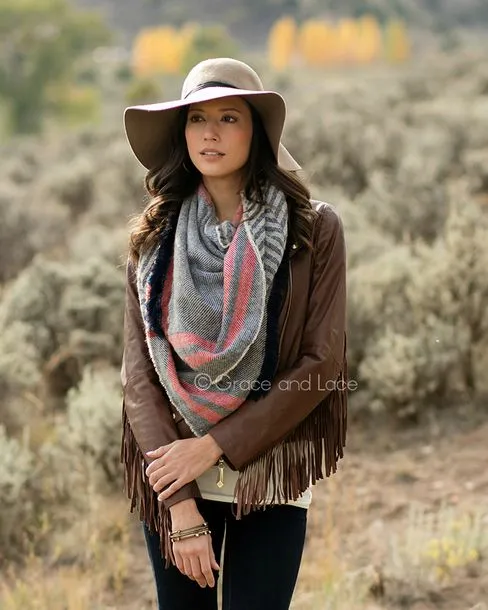 Grace & Lace Reversible Button Scarf/Poncho