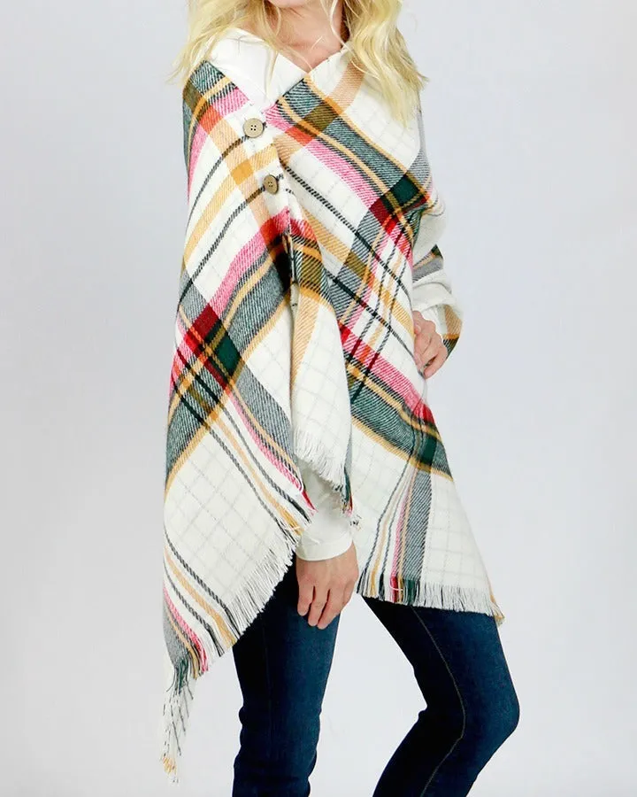 Grace & Lace Reversible Button Scarf/Poncho