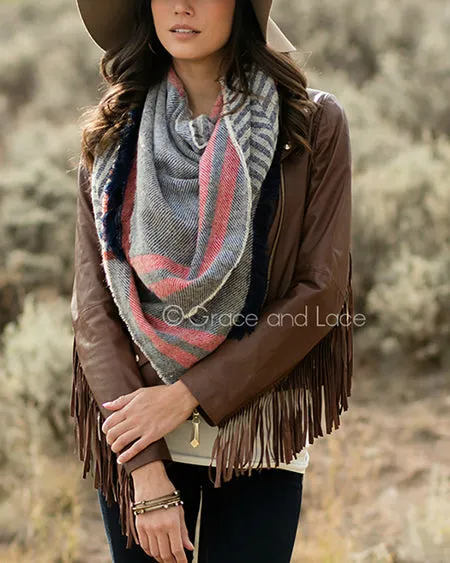 Grace & Lace Reversible Button Scarf/Poncho