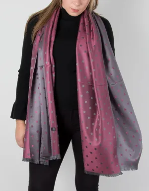 Grey And Pink Polka Dot Patterned Pashmina