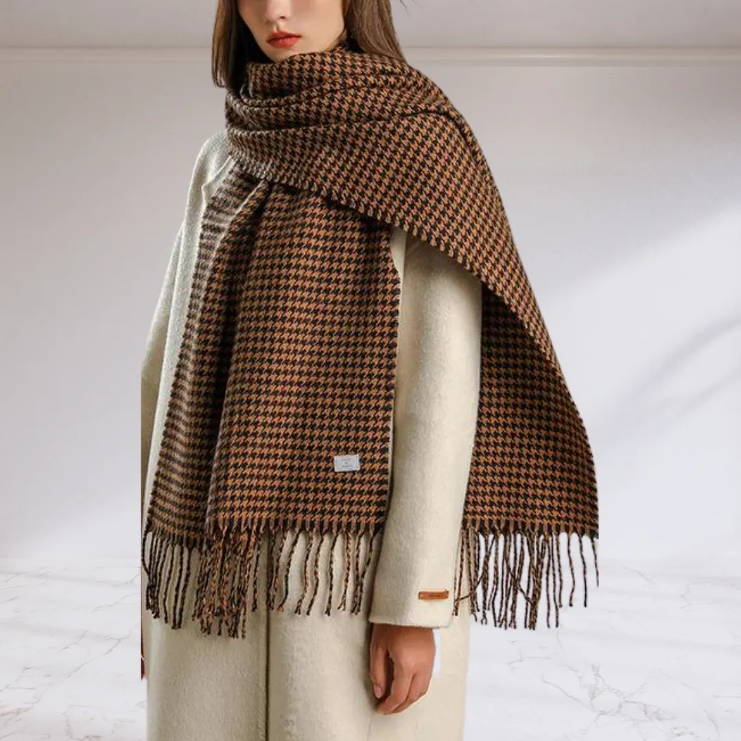 Houndstooth Cashmere Blanket Scarf