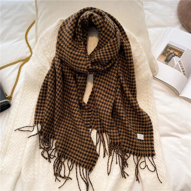 Houndstooth Cashmere Blanket Scarf