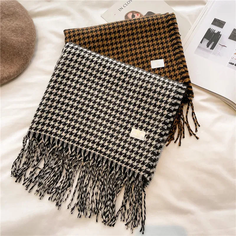 Houndstooth Cashmere Blanket Scarf