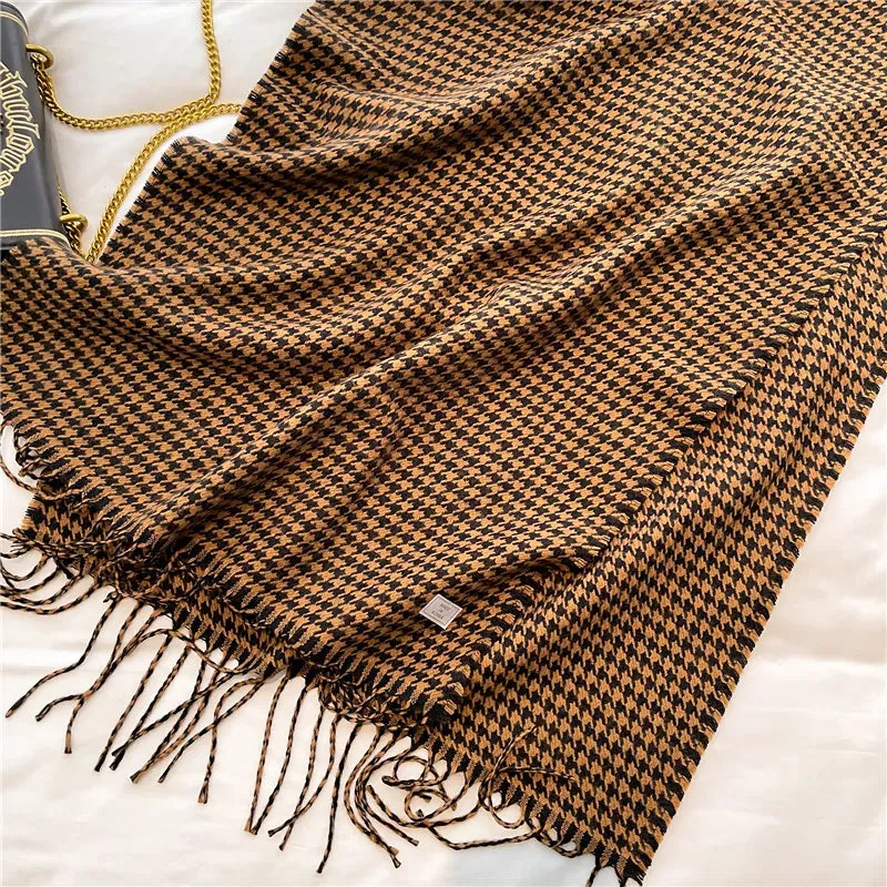 Houndstooth Cashmere Blanket Scarf