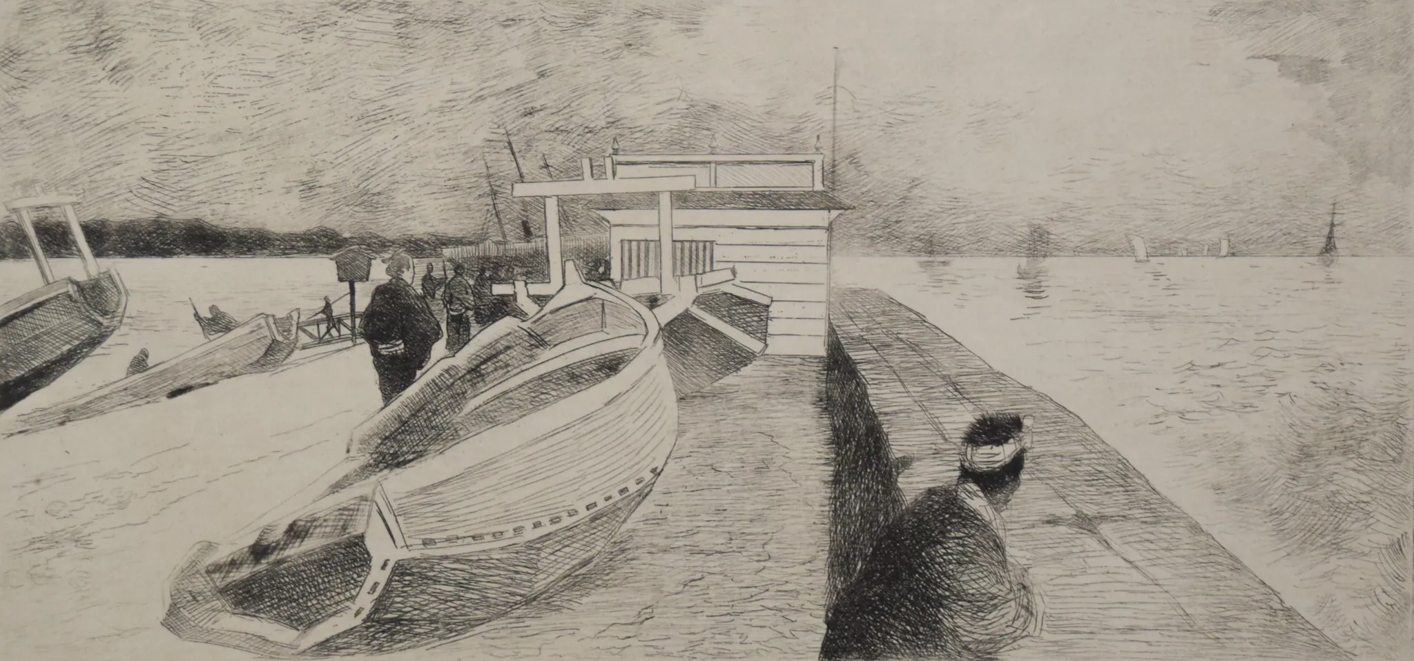 Impressionist Etching - A Japanese or Tahitian Harbour