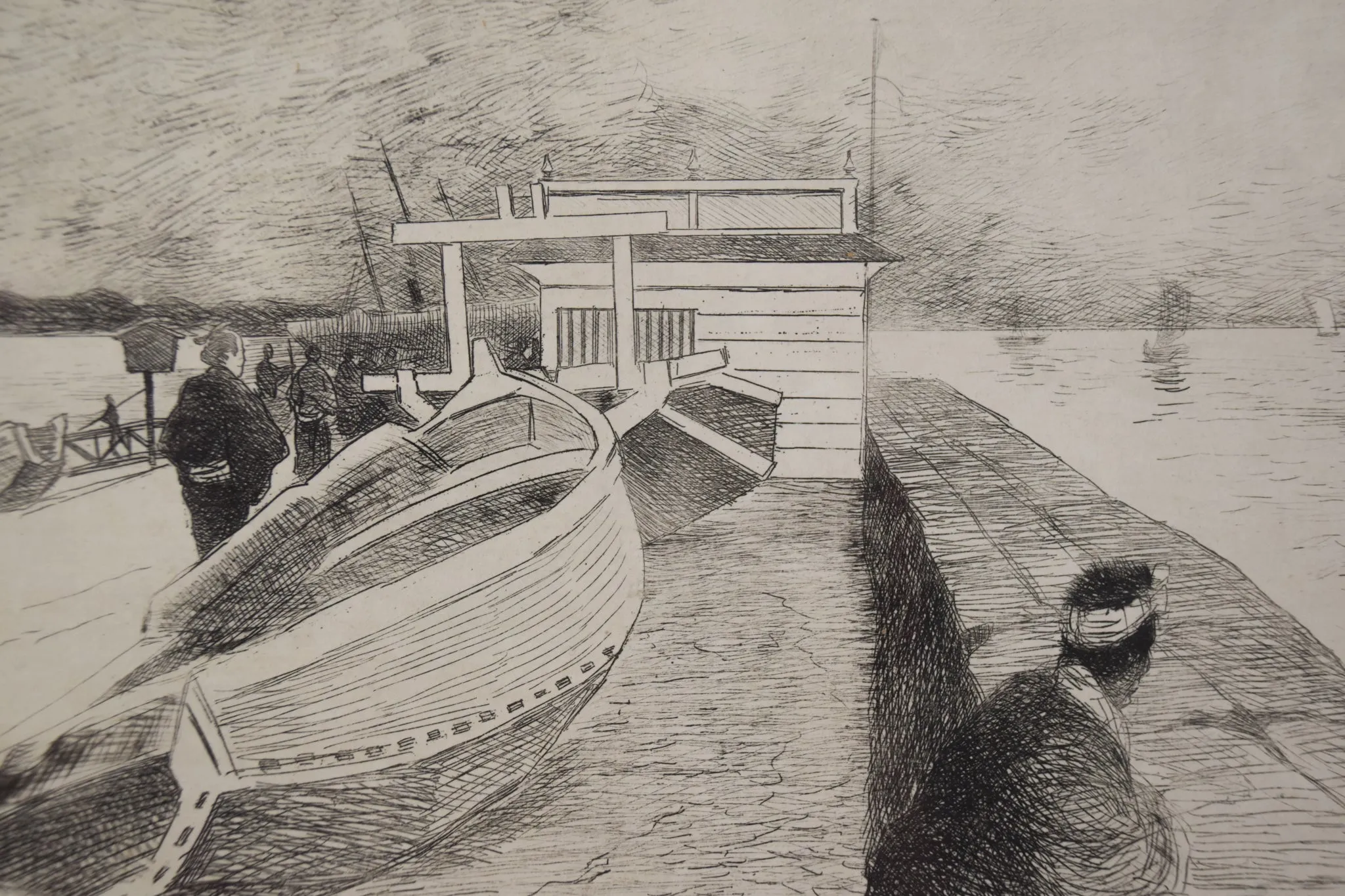 Impressionist Etching - A Japanese or Tahitian Harbour