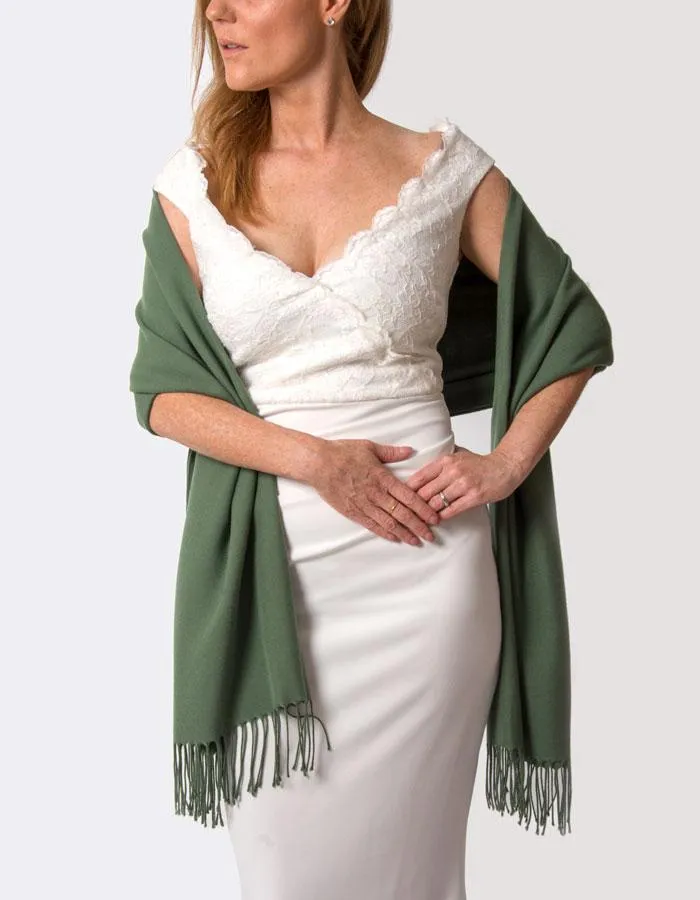 Khaki Green Wedding Pashmina