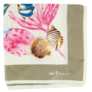 Kiton Scarf Coral Fish & Shells - Twill Silk Square Foulard