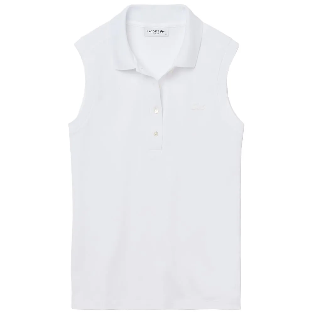 Lacoste Women's Sleeveless Cotton Pique Polo - White