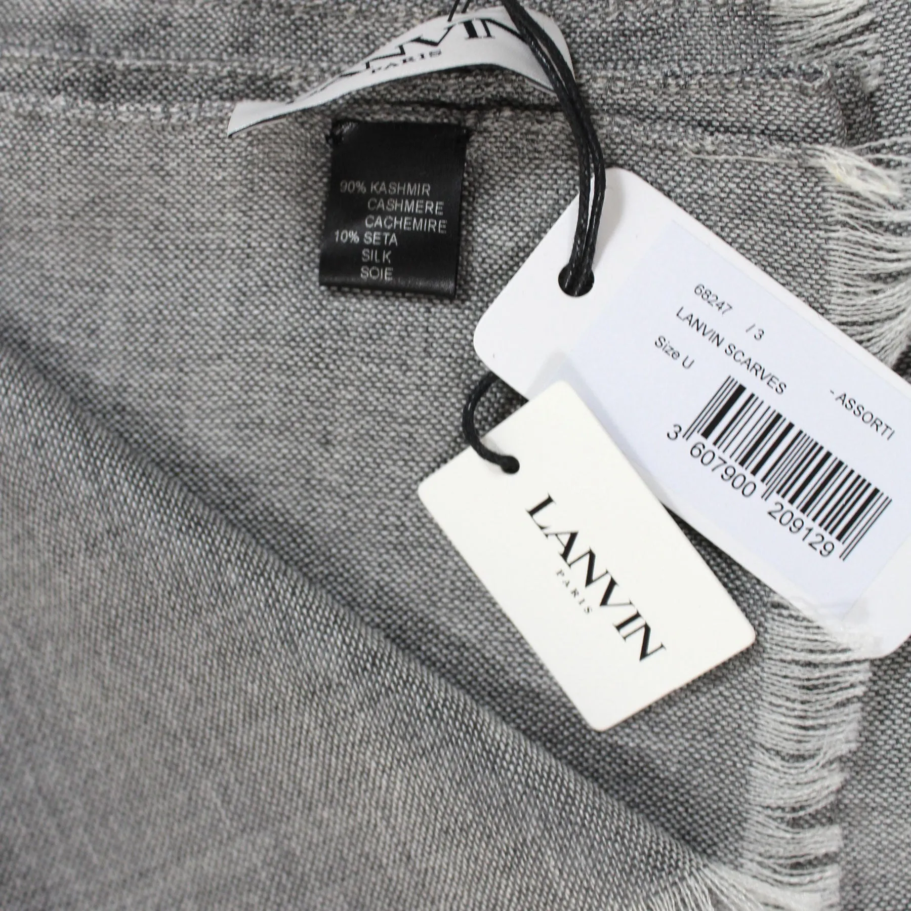 Lanvin Scarf Gray Solid - Cashmere Silk Shawl SALE