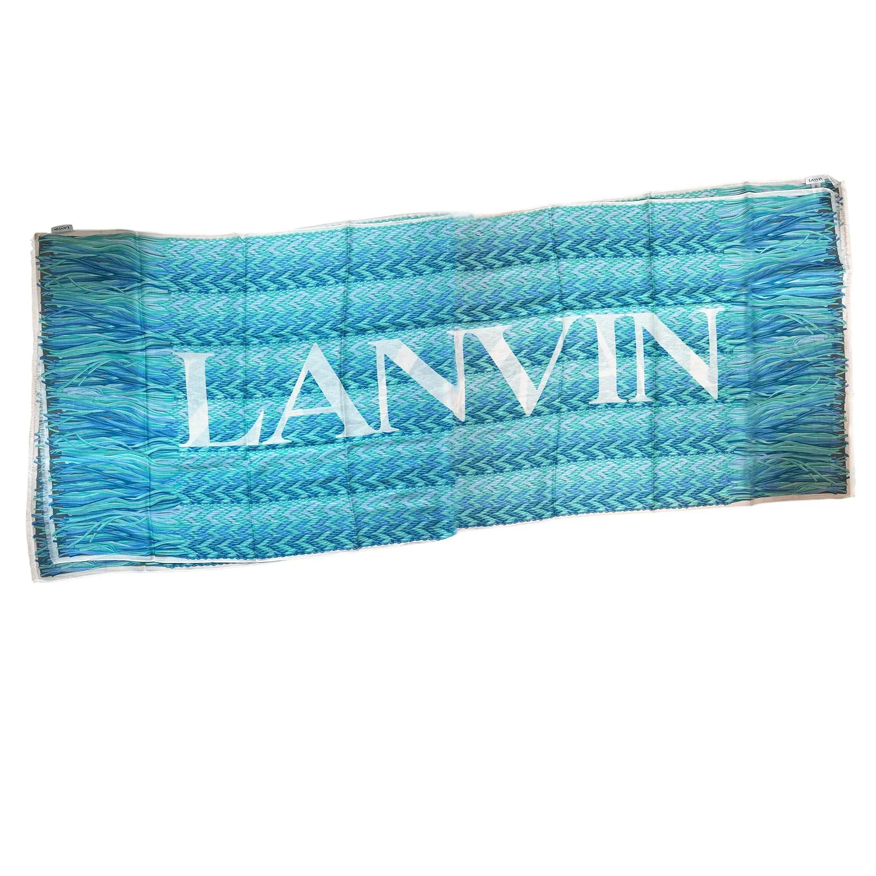 Lanvin Scarf Pink Weave & Fringe Design - Cashmere Blend Shawl