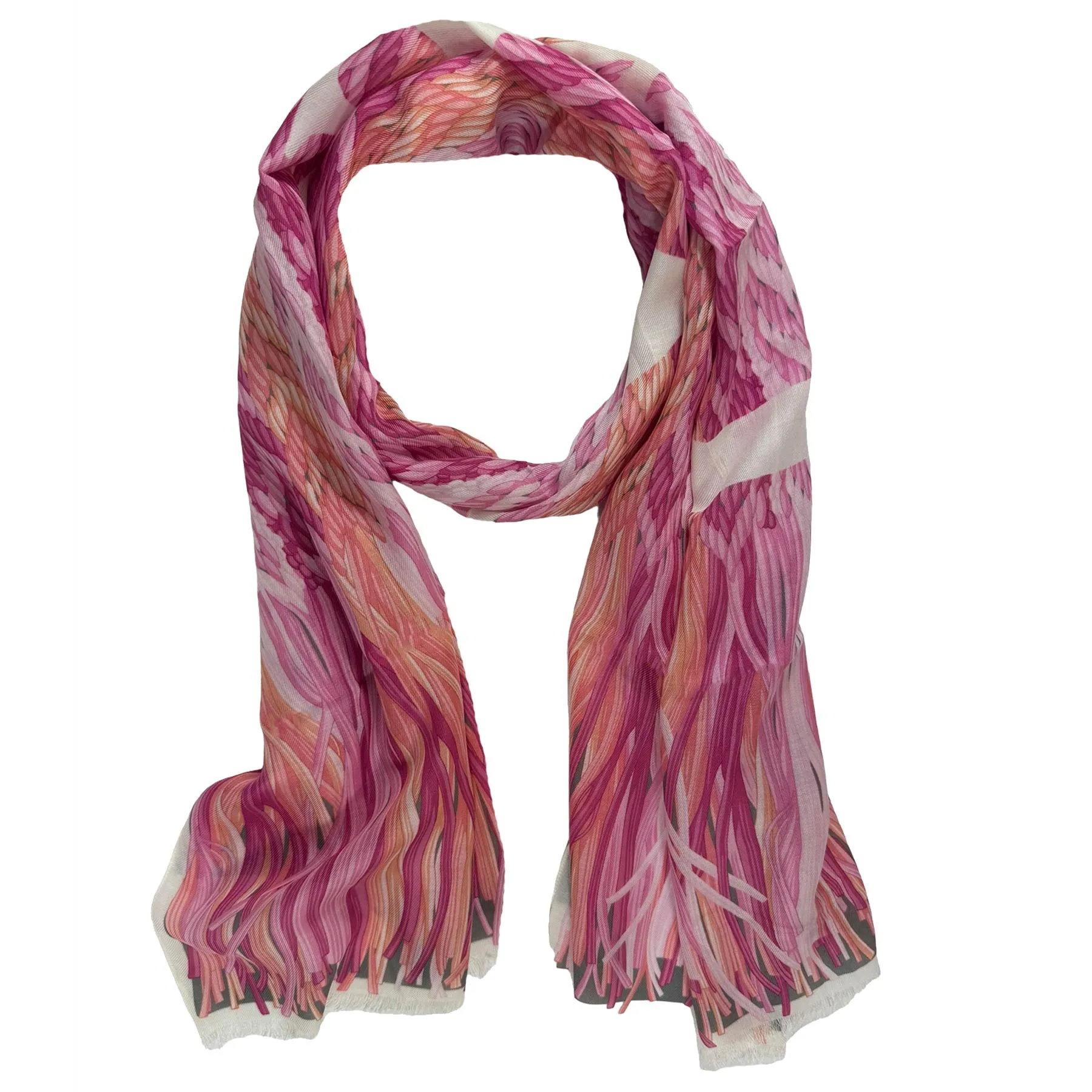 Lanvin Scarf Pink Weave & Fringe Design - Cashmere Blend Shawl