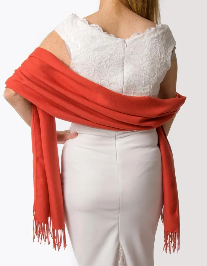 Mandarin Red Wedding Pashmina