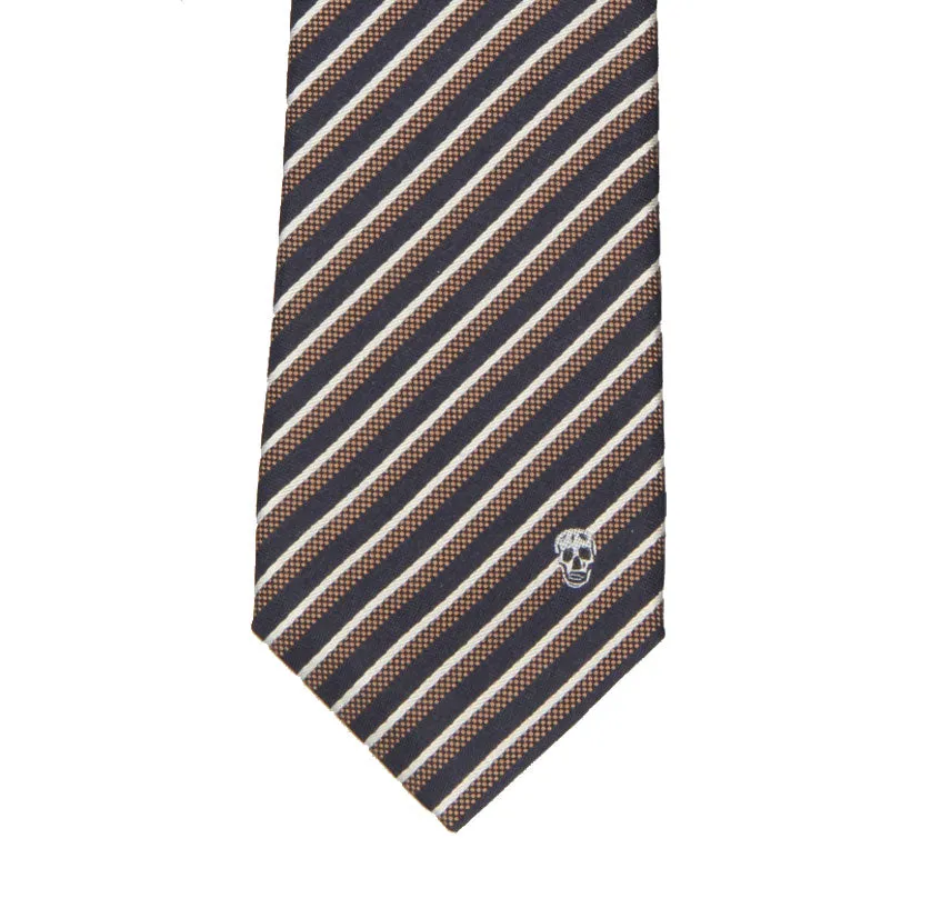 Men's Tie 5cm College Stripe, Navy/Brown