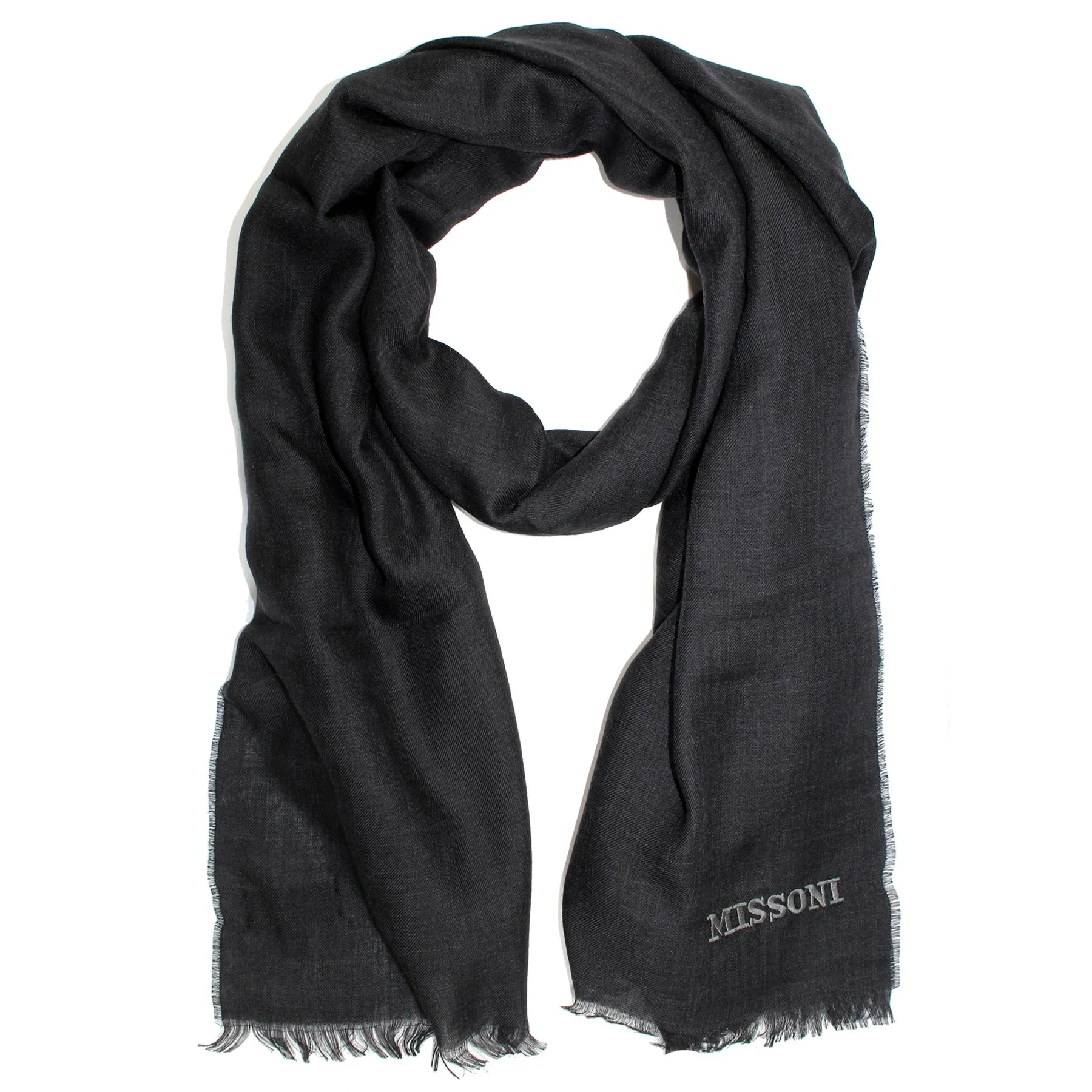 Missoni Scarf Dark Gray Black - Alpaca Silk Designer Shawl