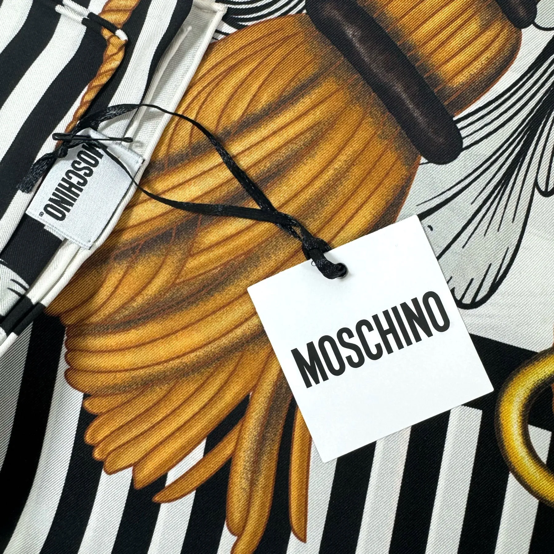 Moschino Scarf Black White Gold - Square Silk Foulard - 2024 Collection