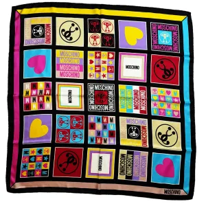 Moschino Silk Scarf Black Signature Design - Square Foulard - Spring/ Summer 2024 Collection