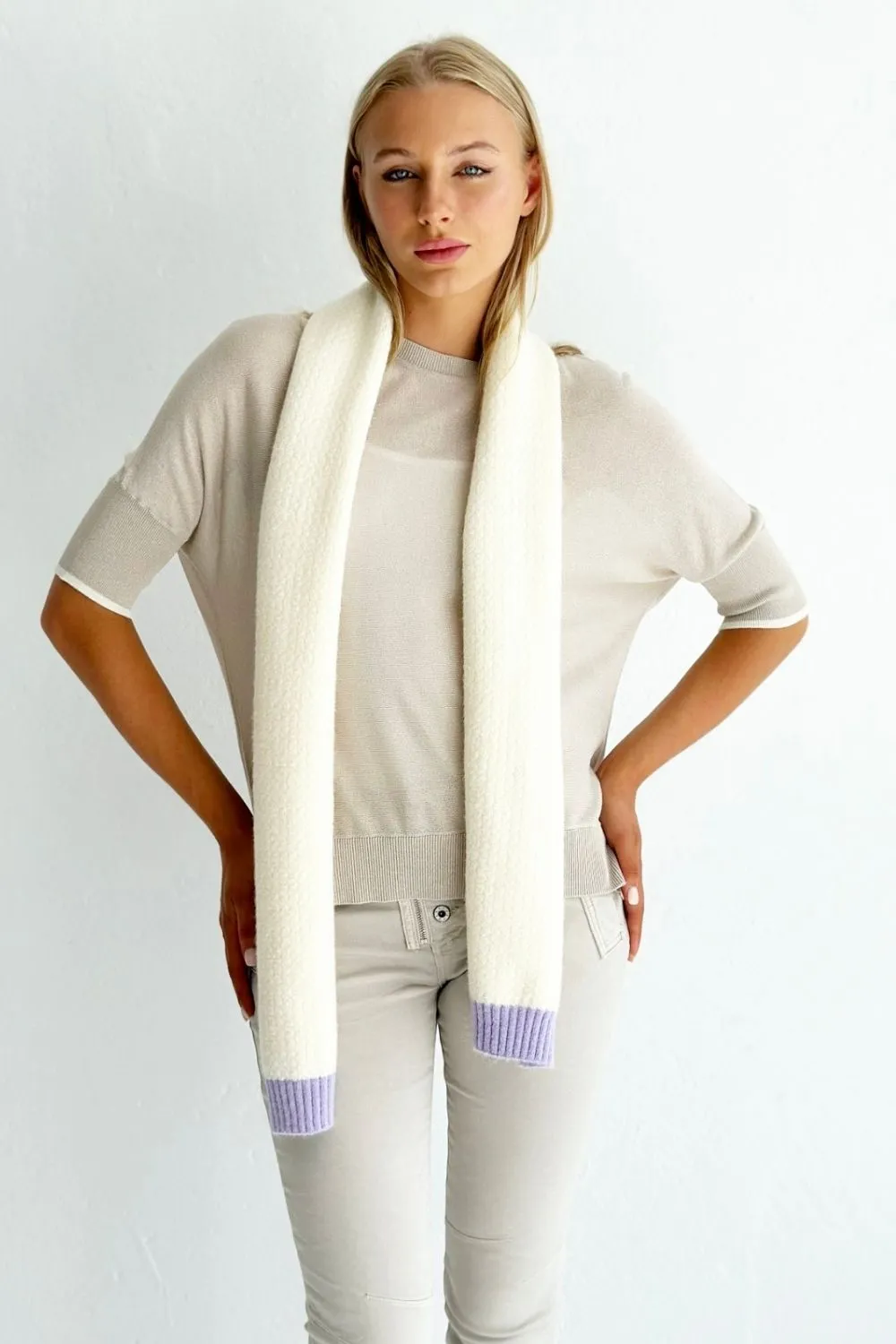 Mosk - Lily scarf - cream and lilac