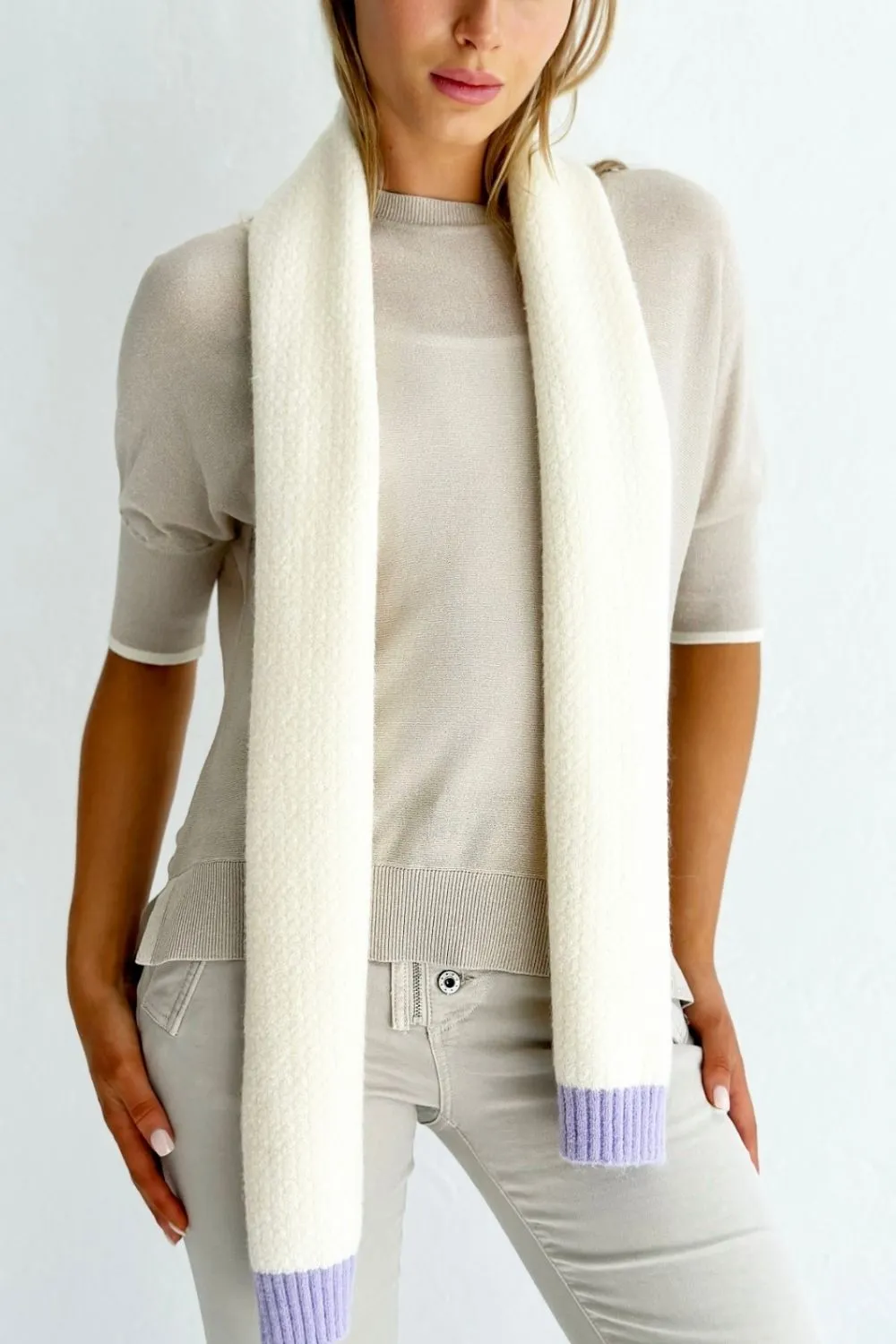 Mosk - Lily scarf - cream and lilac