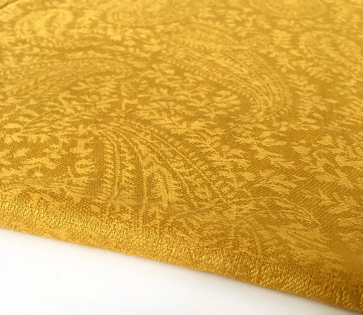 MUSTARD YELLOW PAISLEY PRINT REVERSIBLE PASHMINA SHAWL SCARF