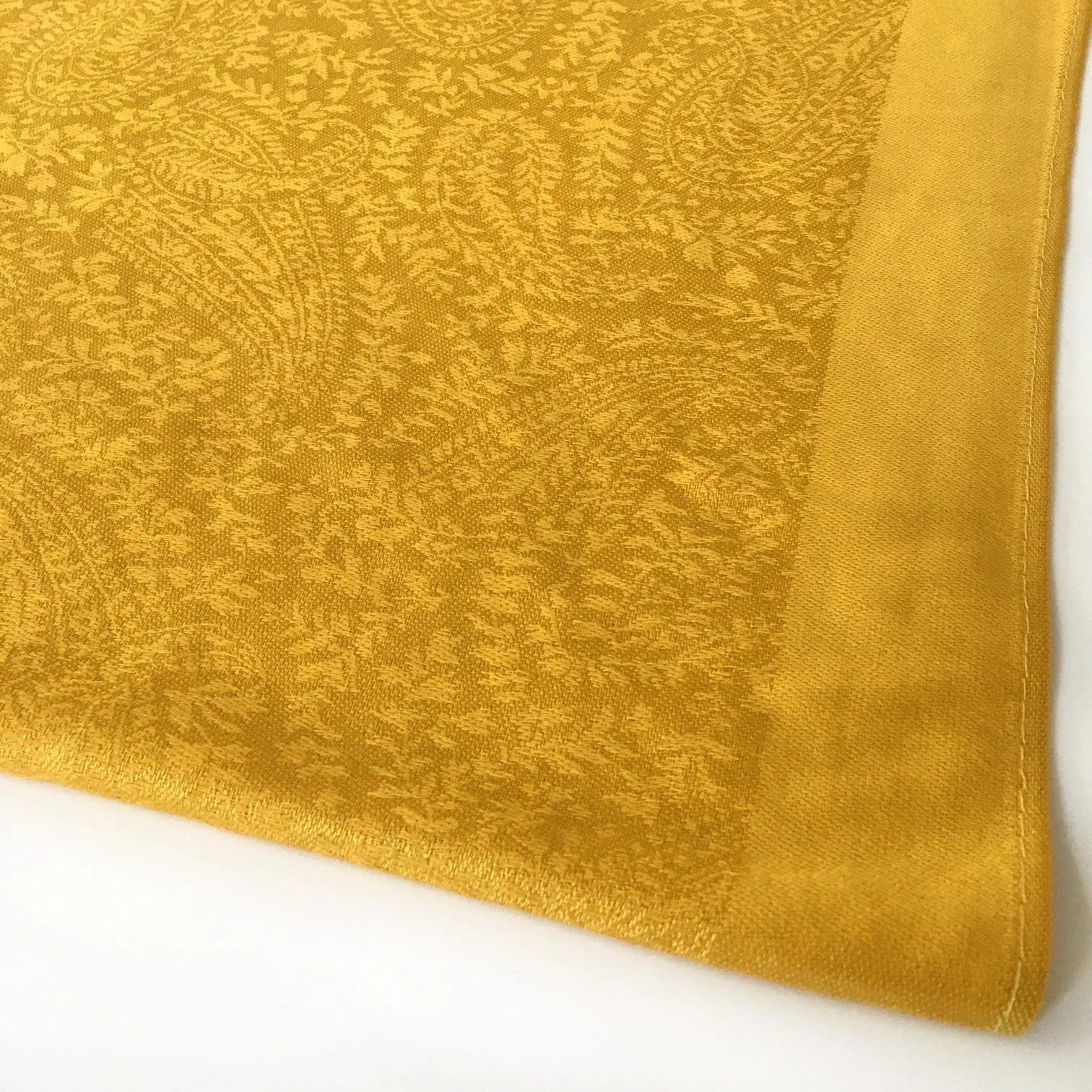 MUSTARD YELLOW PAISLEY PRINT REVERSIBLE PASHMINA SHAWL SCARF