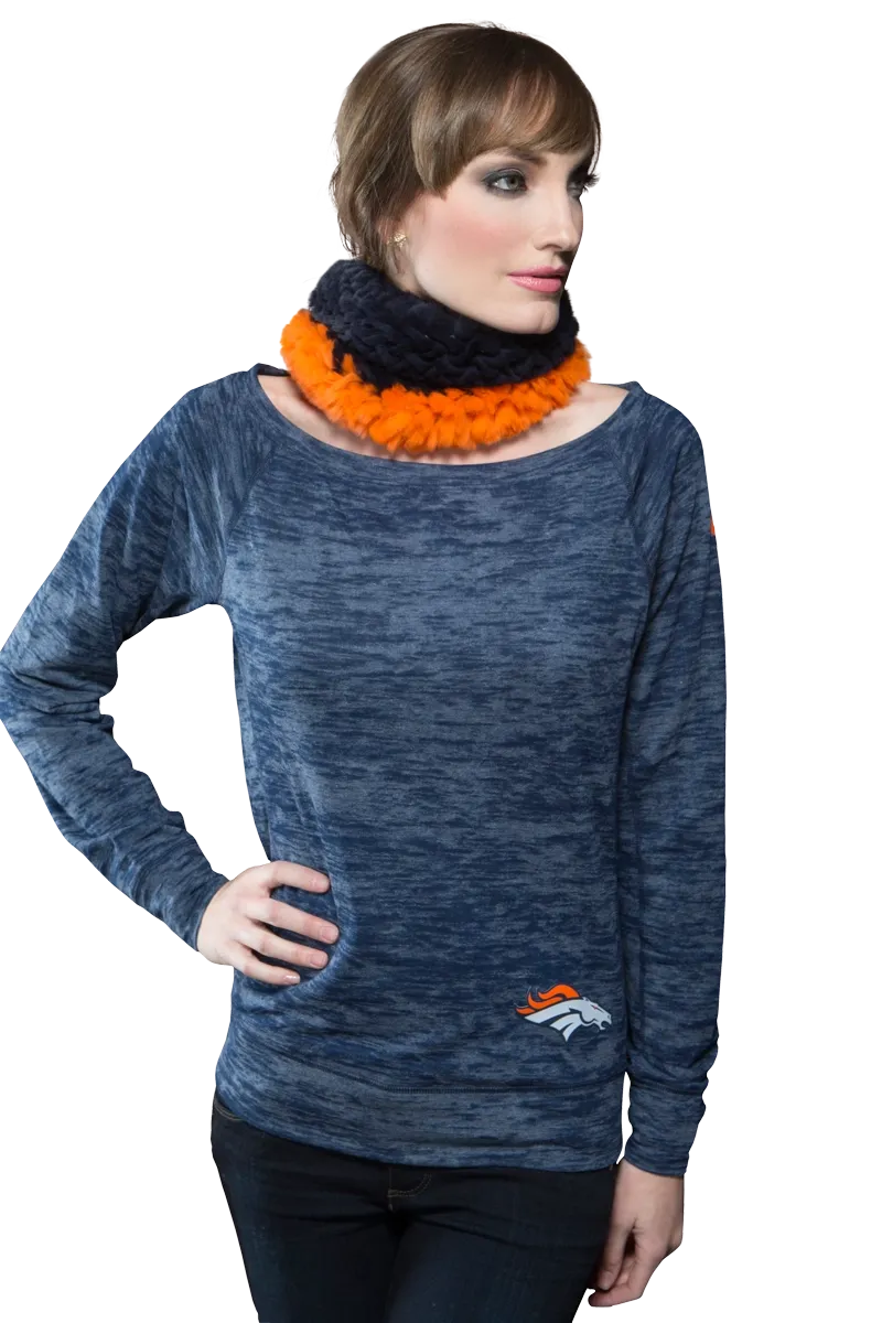 Orange and Navy Rex Rabbit Fur Funnel