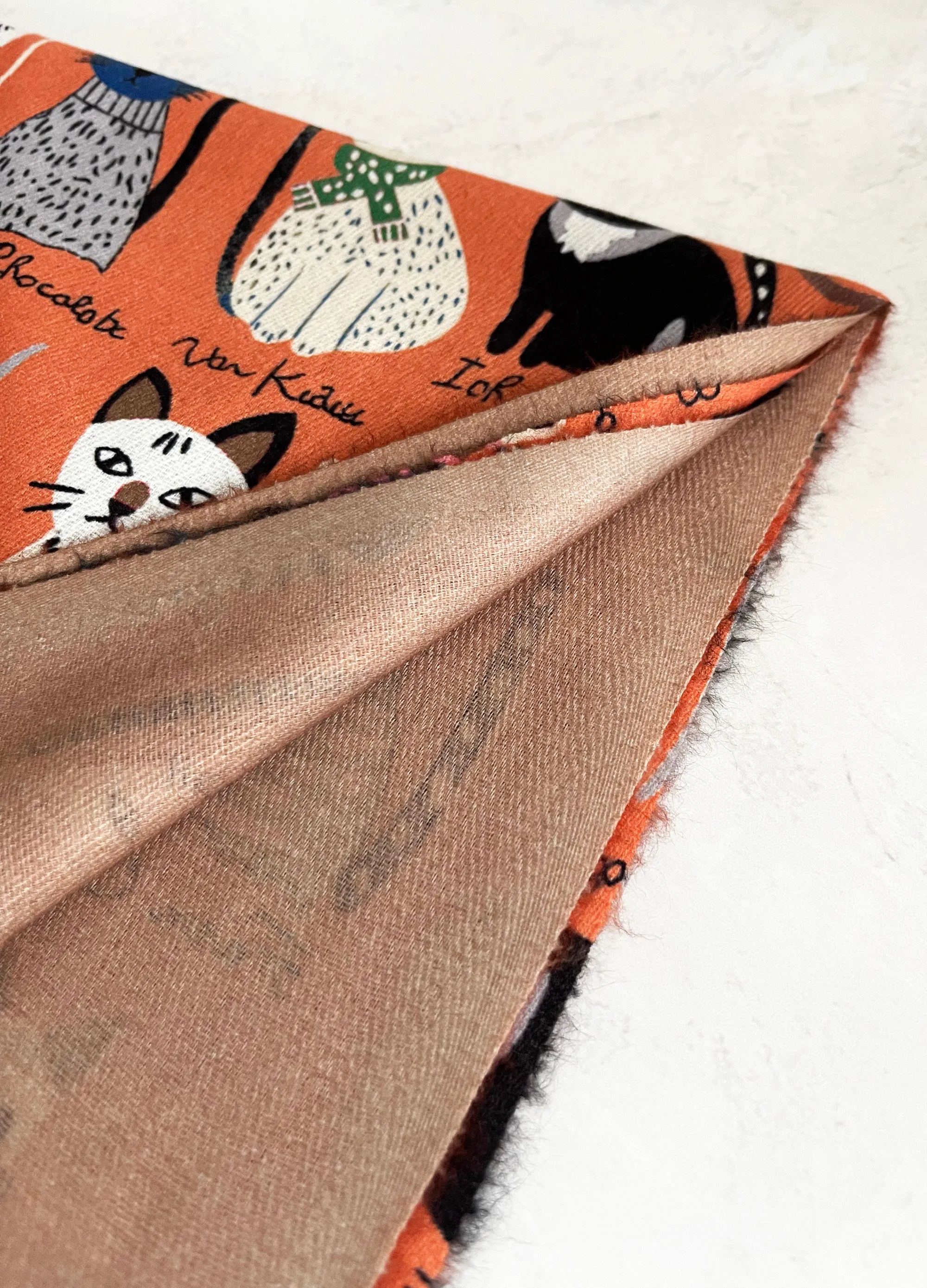 ORANGE CAT PRINT LONG LIGHTWEIGHT SCARF