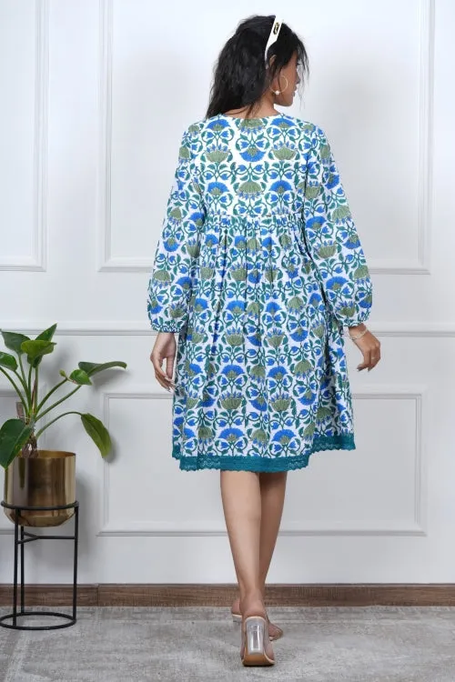 Petal Perfection Hand Block Printed Dress