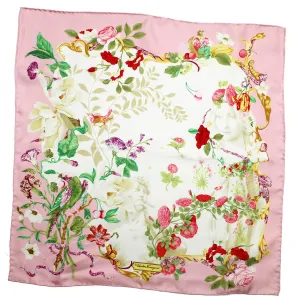 Salvatore Ferragamo Small Silk Scarf Pink Botanical SALE