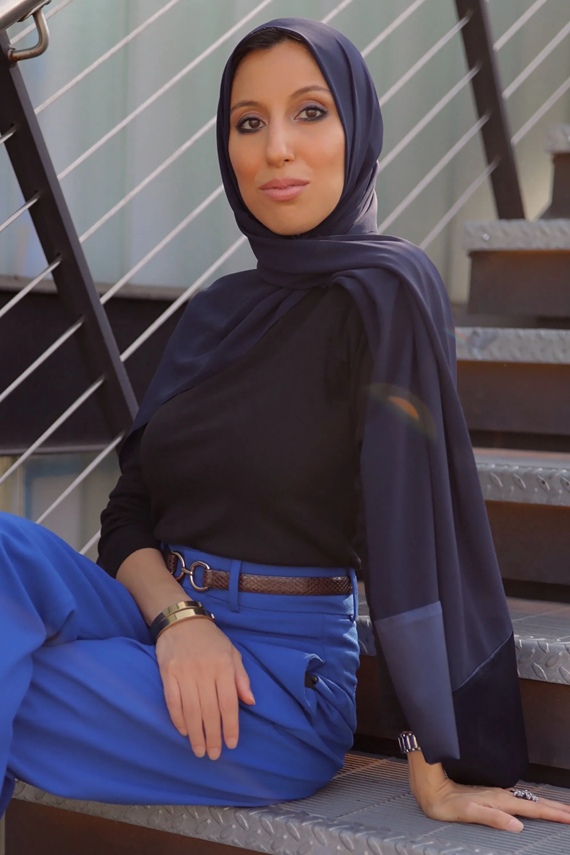 Satin–Edge Hijab - Midnight Blue