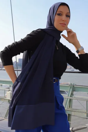 Satin–Edge Hijab - Midnight Blue